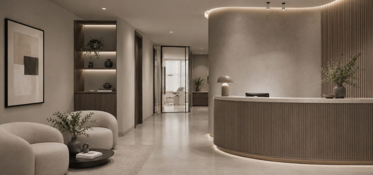 The reception area of a dental practice
